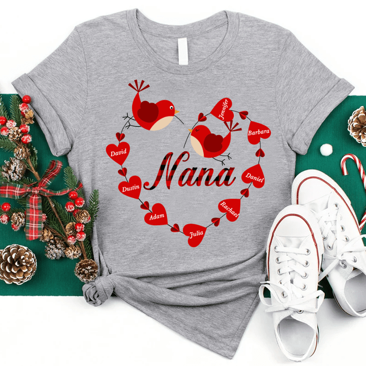 Personalized Nana Heart Grandma Custom Kids' Names Shirt