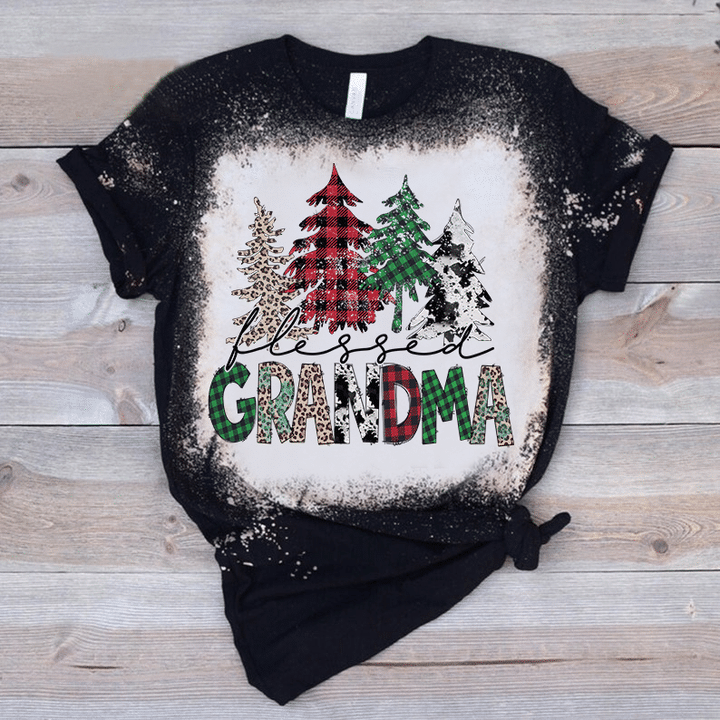 Personalized Blessed Grandma Trees Christmas Demand Bleached Shirt