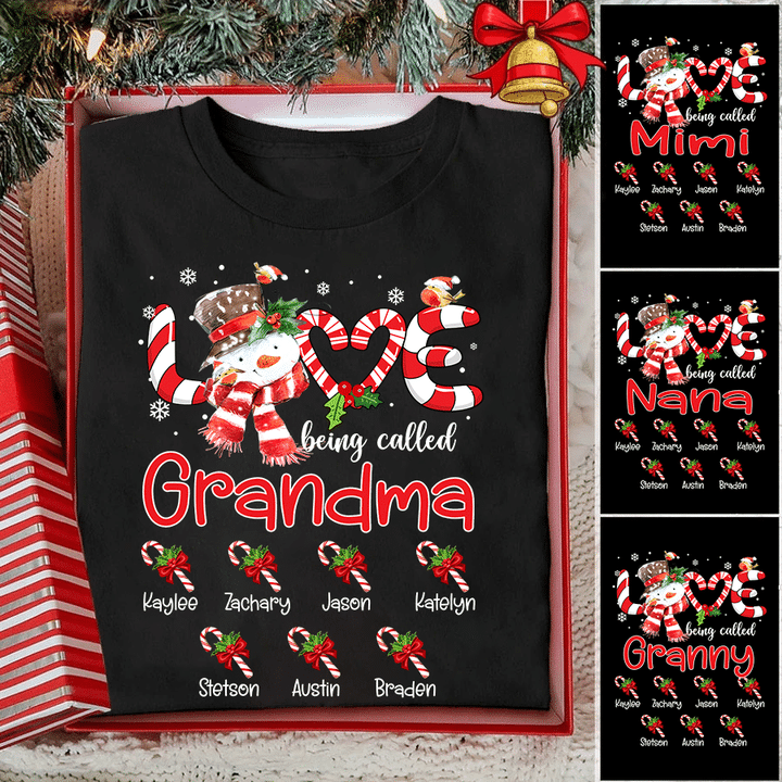 Custom Christmas Grandma Shirt, Personalized Nana With Grandkids Names, Love Being Called Grandma