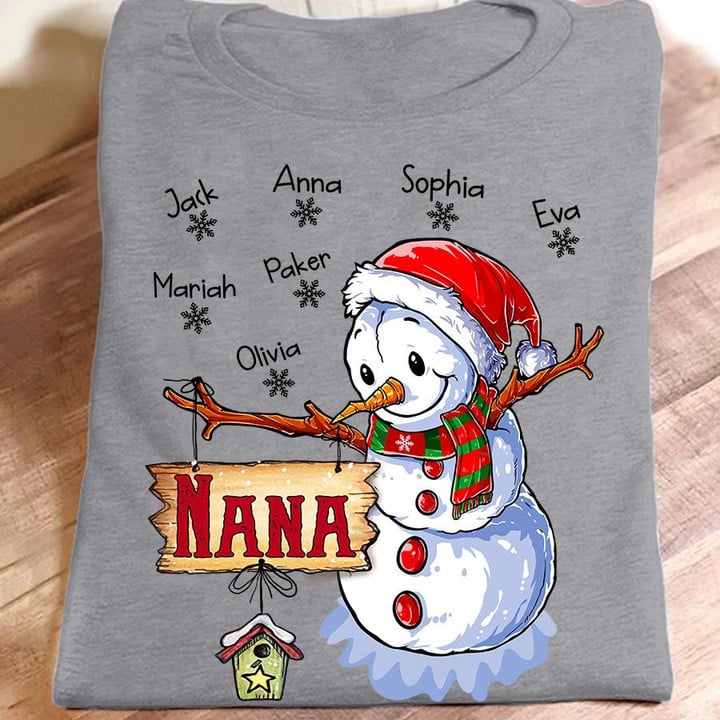 Christmas Nana Snowman | Personalized T-Shirt