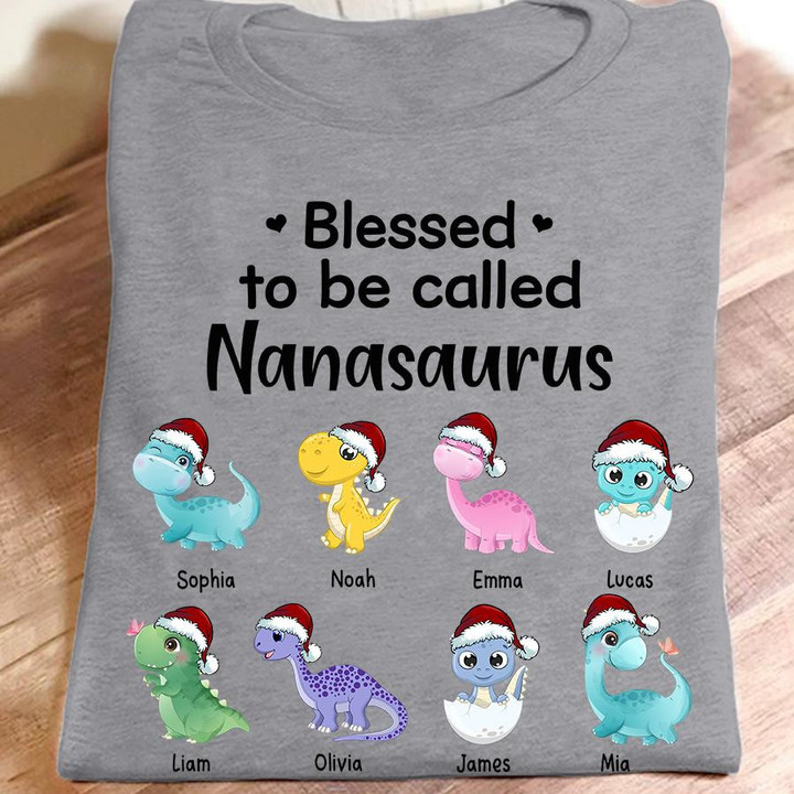 Blessed to be called Nana saurus - Christmas | Personalized T-Shirt