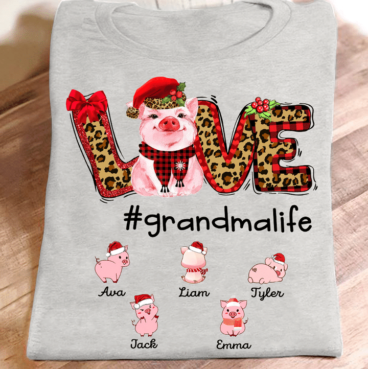 Love Grandma Life - Pig Christmas | Personalized T-Shirt