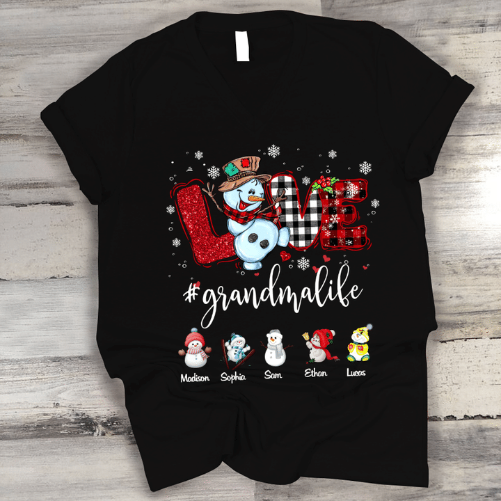 Love Grandma Snowman Christmas Art | Personalized Shirt
