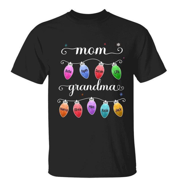 Mom Grandma Christmas Light Personalized Shirt