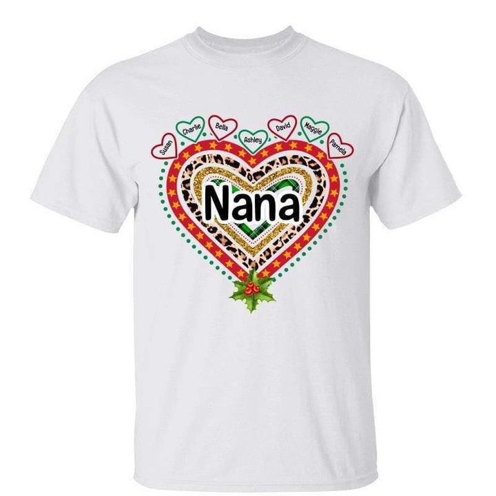 Christmas Rainbow Heart Mom Grandma Personalized Shirt