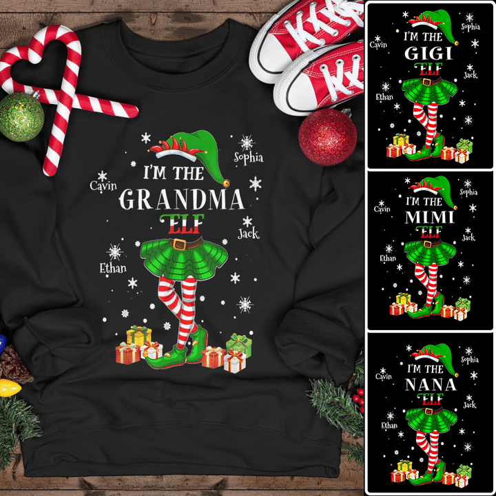 Grandma with Grandkids elf custom name