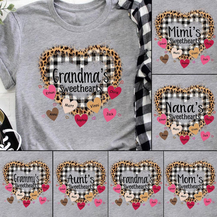 Personalized Grandma's Sweethearts With Grandkids Hearts Leopard