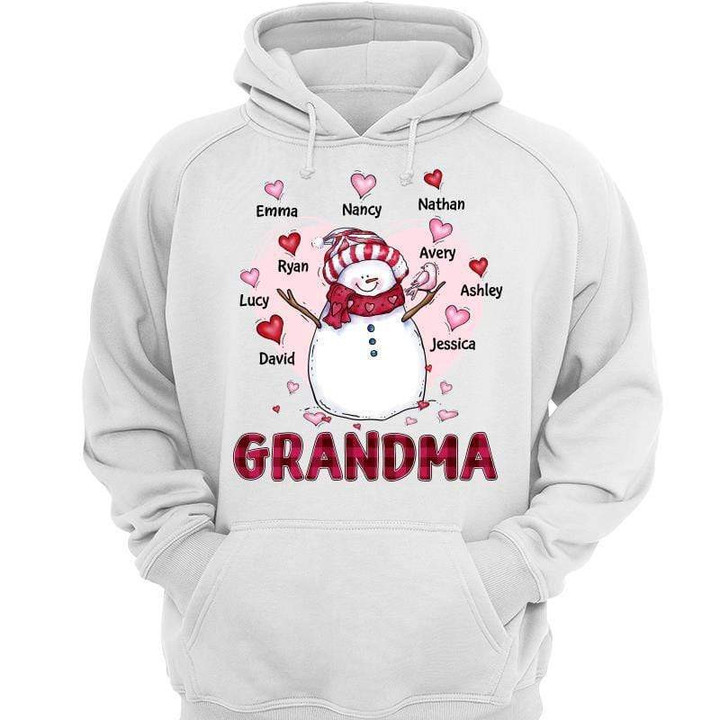 Snowman Grandma Christmas Gift Personalized Hoodie Sweatshirt