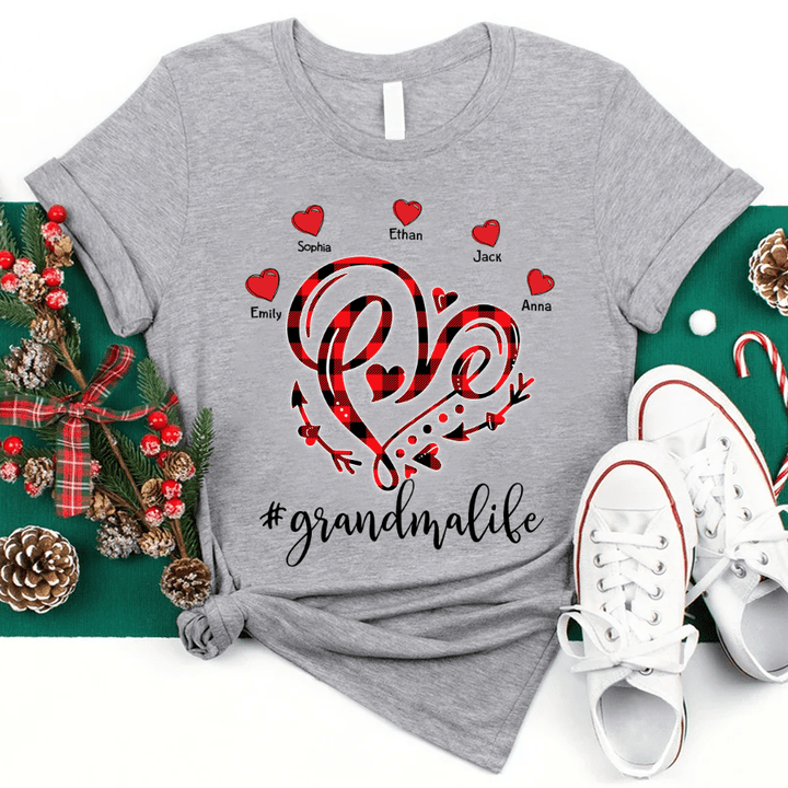 Love Grandma Life Heart | Personalized T-Shirt