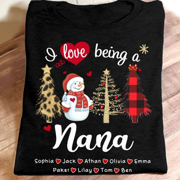 New - I Love Being A Nana - Snowmen | Personalized T-Shirt