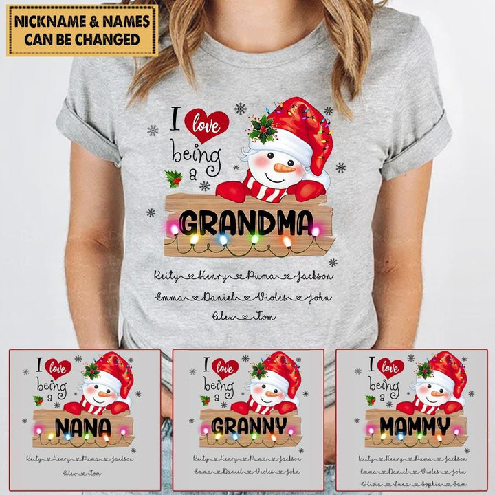 Personalized Grandma Christmas Best Gift Xmas Snowman Tshirt