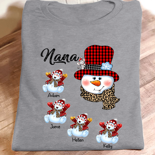 Nana - Snowman Caro Leopard | Personalized T-Shirt