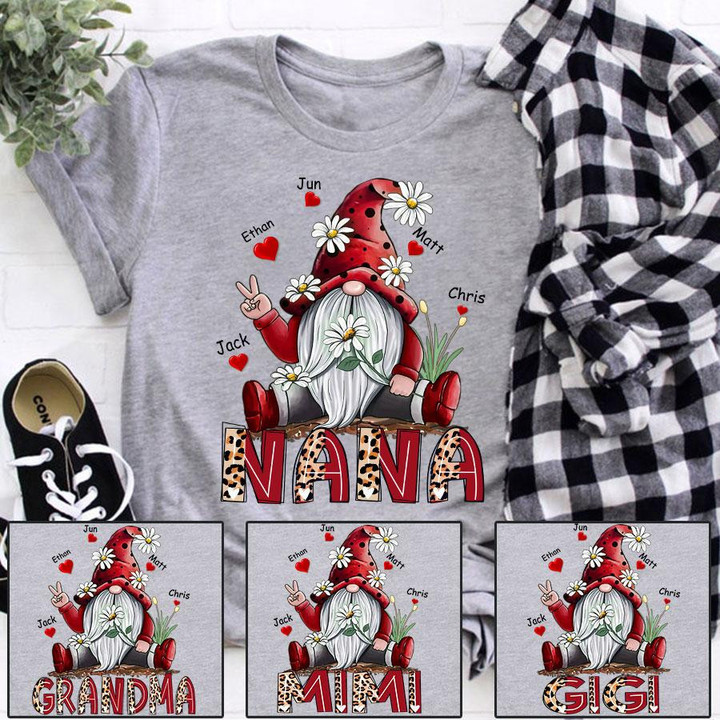 Personalized Nana Gnome And Grandkids Heart Valentine