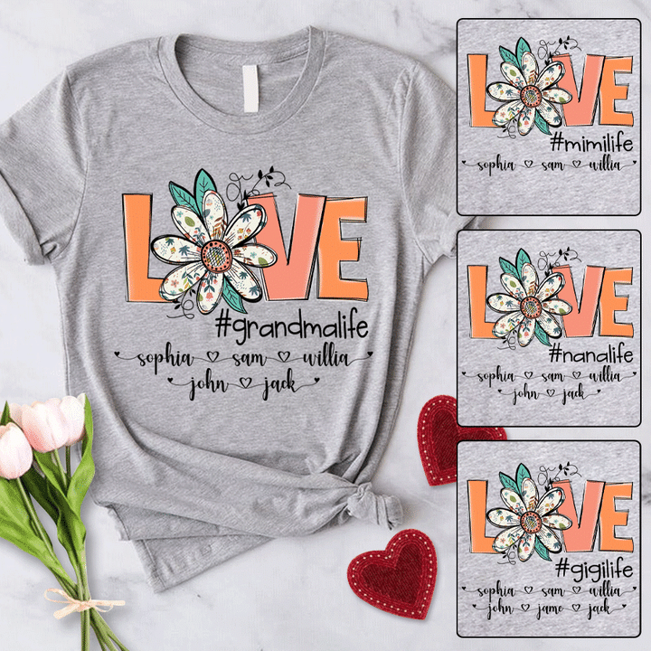 Love Grandma Life Flower Personalized Shirt