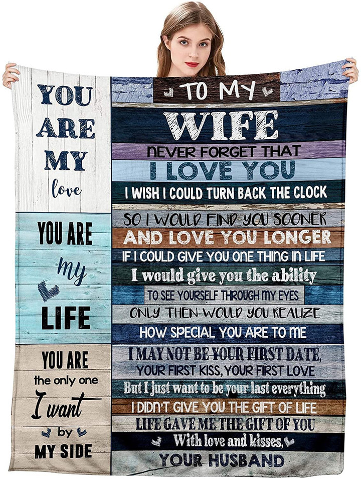 To My Wife Blanket - Anniversary Blanket Gift for Her Wife Birthday Gifts from Husband Romantic Present Valentines Day Throw Blankets