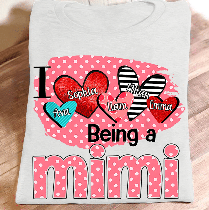 I Love Being A Mimi - Heart | Personalized T-shirt