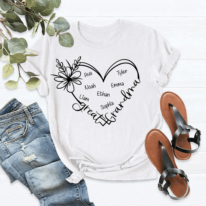 Great Grandma - Heart | Personalized T-shirt