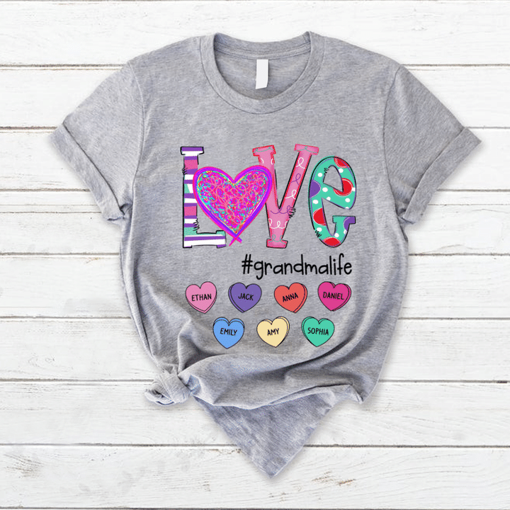Personalized Love Grandma Life Art Grandkids Shirt