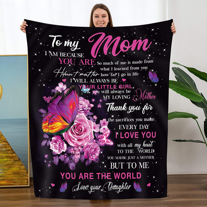 Mom Blanket - To Mom Gift from Daughter, Mom Christmas Birthday Valentine Mother's Day, Mother Throw Blanket Personalized Blanket