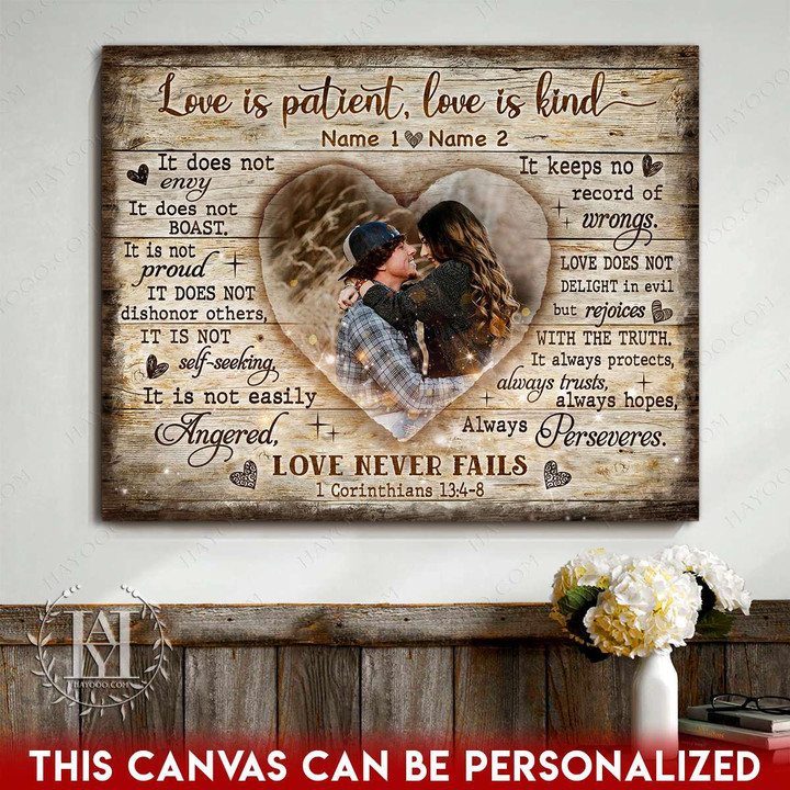 Romantic Personalized Canvas Love Is Patient Love Is Kind Best Gift For Valentine Or Anniversary