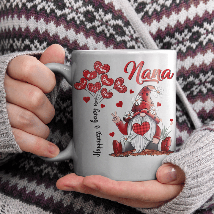 Happiness Is Being A Nana Gnome Valentine | Personalized Mug