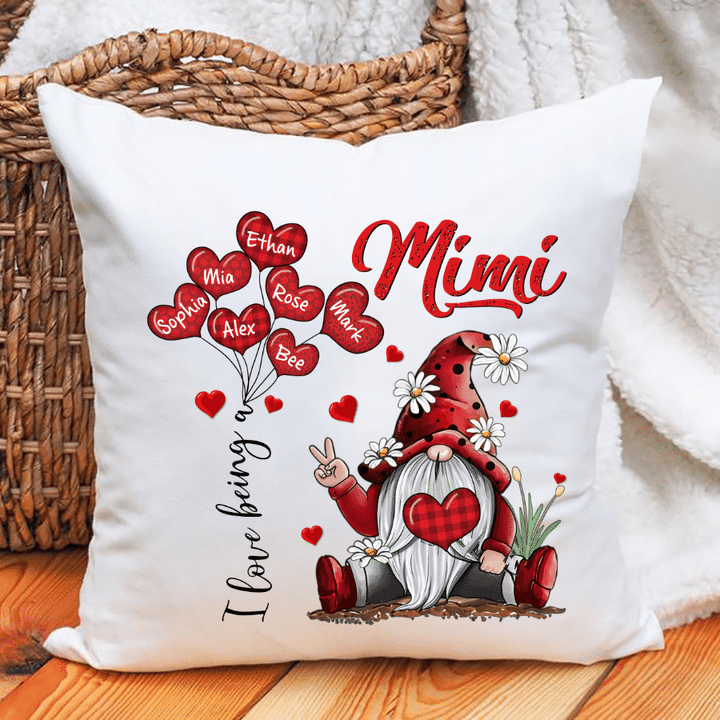 Personalized I Love Being A Mimi Gnome Pillow