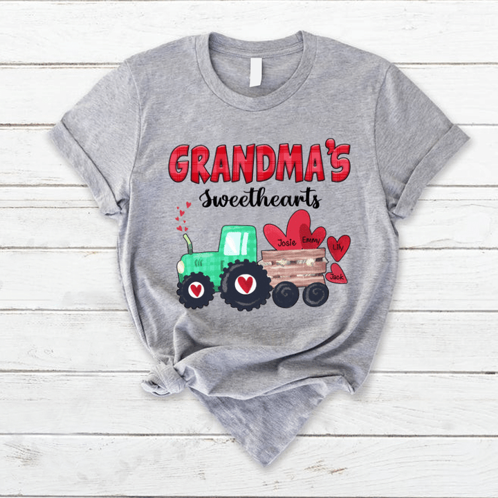 Grandma Sweethearts Heart Tractor | Personalized T-Shirt