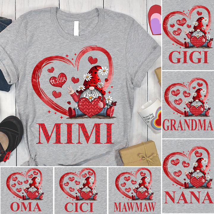 Personalized Gnome Valentine Shirt Grandma T-Shirt