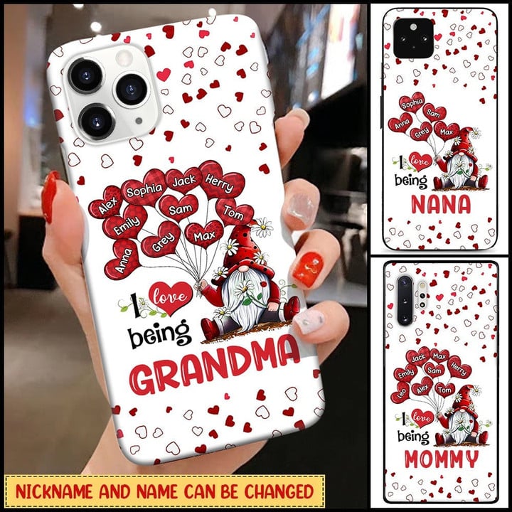I Love Being Grandma Gnomes Balloons - Personalized Heart Phone case NVL28DEC21TT2 Silicone Phone Case Humancustom - Unique Personalized Gifts Iphone iPhone SE 2020 
