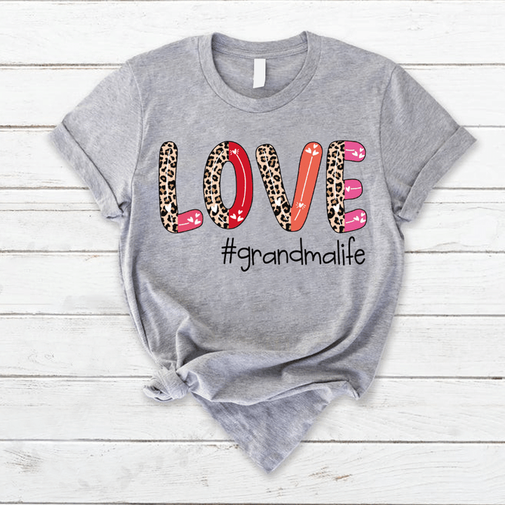Valentine Leopard Love Grandma Life | Personalized T-Shirt