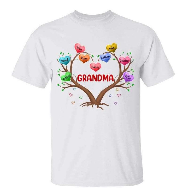 T-Shirt Grandma Mom Heart Tree Personalized Shirt Classic Tee / White Classic Tee / S