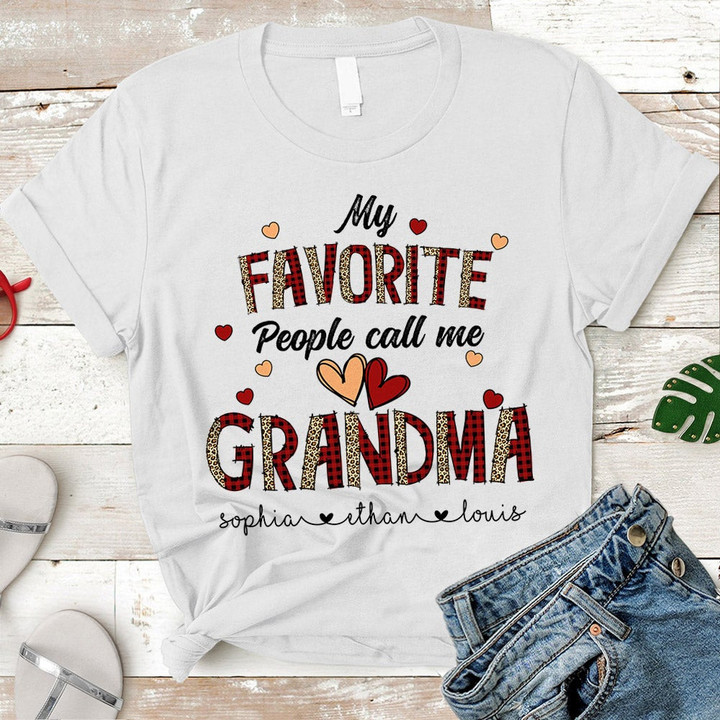 Personalized My Favorite People Call Me Grandma Hearts Shirt