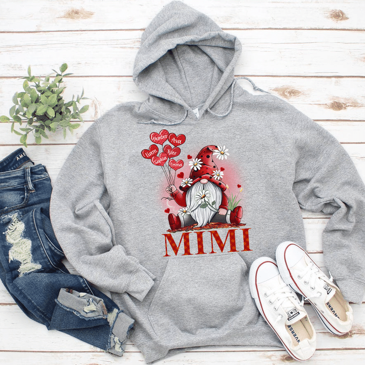 Mimi Gnome With Grandkids Names - New | Personalized Hoodie