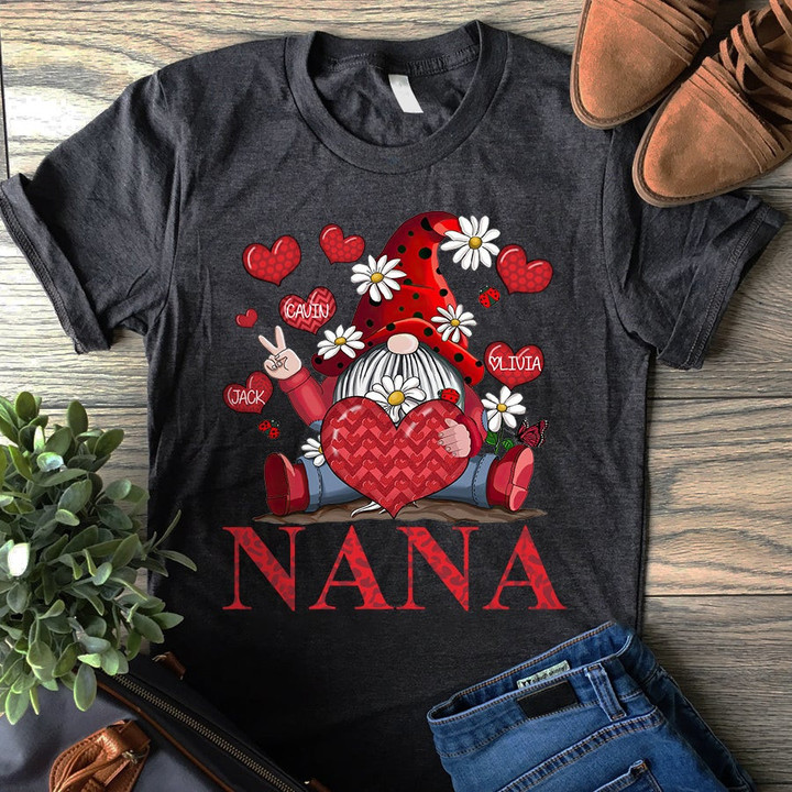 Personalized Grandma Heart Gnome Shirt