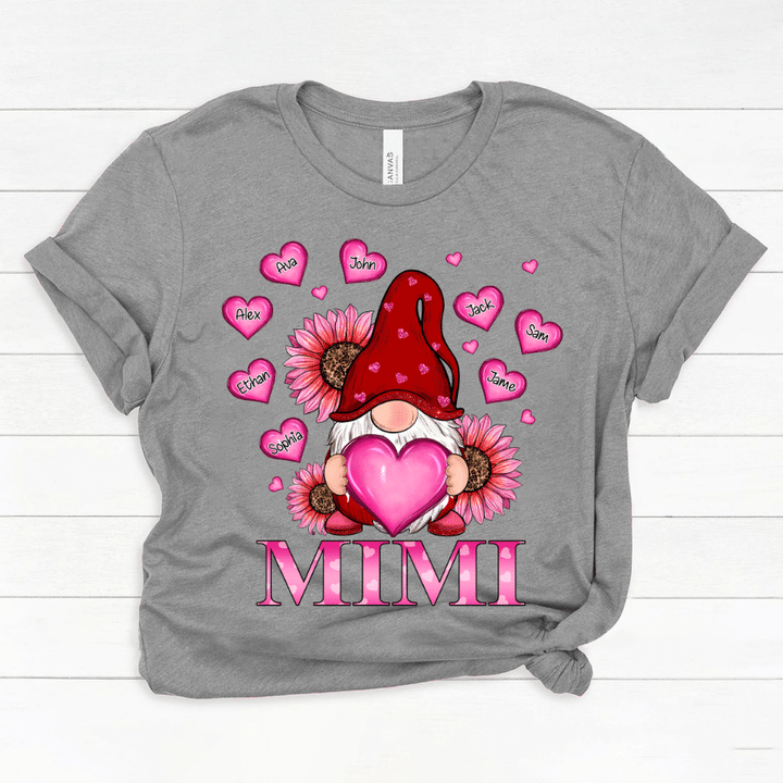 Personalized Mimi With Grandkids Gnome Pink Heart Valentines Day Classic Canvas