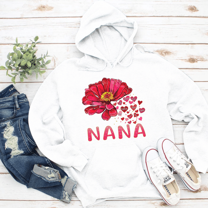 Nana With Grandkids Names - Flower | Personalized Hoodie