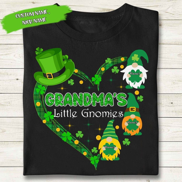 Personalized Grandma's Little Gnomies T-shirt, Custom Funny Patrick Gnome Shirt, Happy Patricks Day Gift
