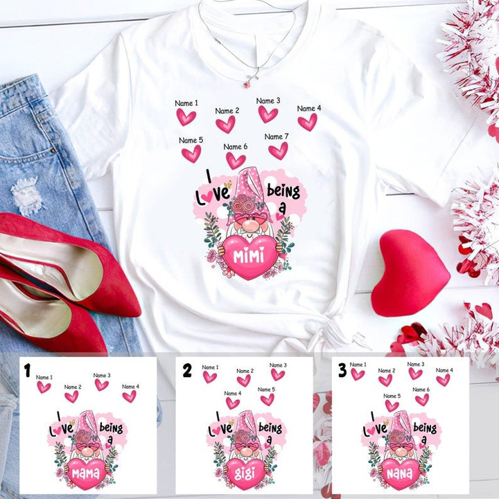 Personalized Grandma's Sweethearts Shirt, Gnome Valentine Mimi Nana Mom Shirt, Valentines Day Gift For Grandma Nana Mimi