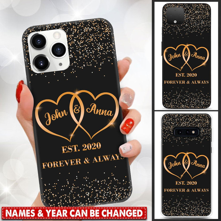 Forever & Always Customized Heart Couple Valentine's Day Phone case