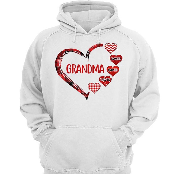 Hoodie & Sweatshirts Valentine Heart Mom Grandma Personalized Hoodie Sweatshirt Hoodie / White Hoodie / S