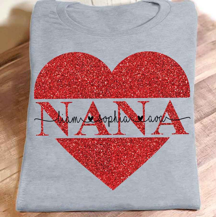 Lovely Nana Heart Valentine | Personalized T-Shirt