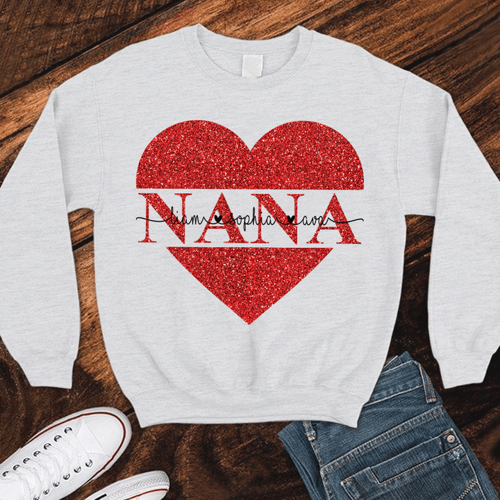 Lovely Nana Heart Valentine | Personalized Sweatshirts