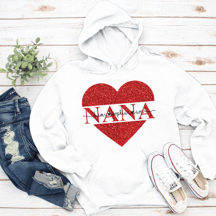 Lovely Nana Heart Valentine| Personalized Hoodie