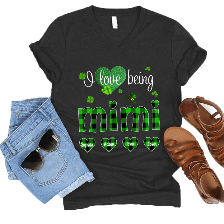 I Love Being A Mimi Saint Patrick's Day | Personalized V-Neck Shirt