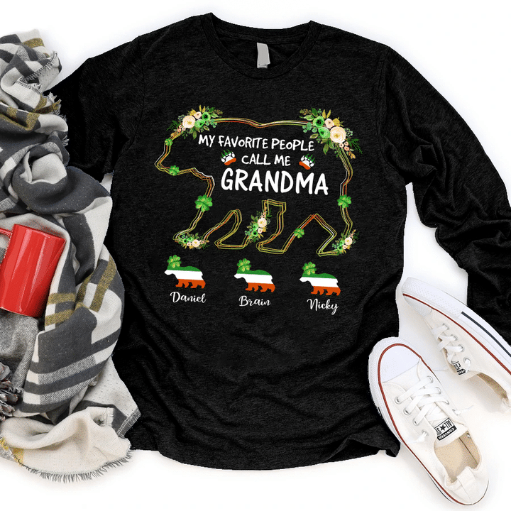 My Favorite People Call Me Grandma With Grandkids Names | Personalized Long Sleeve Shirt