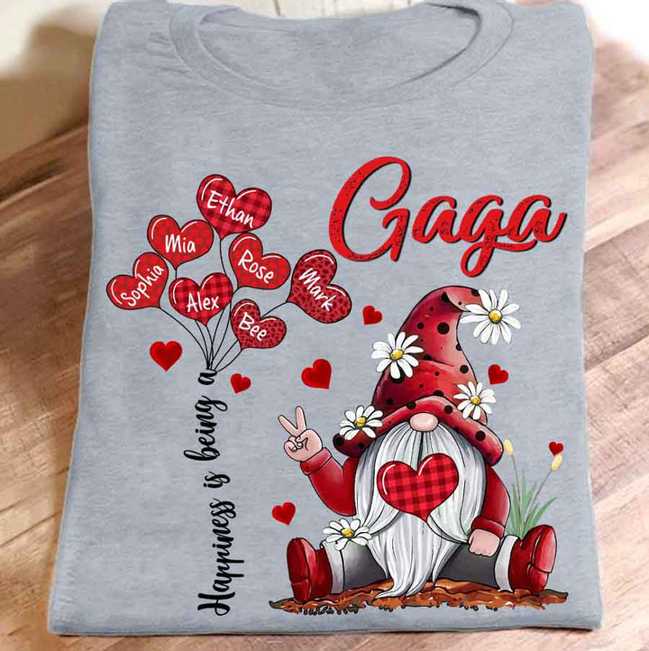 Happiness Is Being A Gaga Gnome Valentine | Personalized T-Shirt