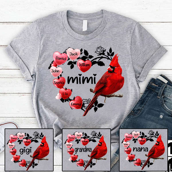 Mimi Bird Hearts | Personalized T-Shirt