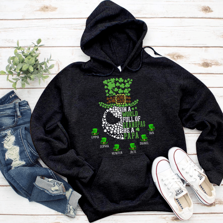 Be A Papa With Grandkids Names - Art | Personalized Hoodie