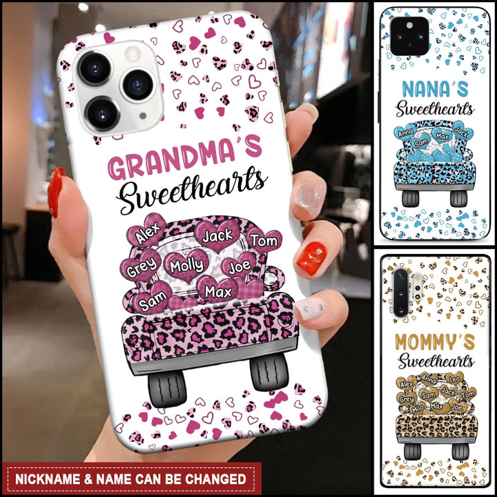 Personalized Grandma's Sweethearts Panther Pattern Truck Loading Heart Phone Case