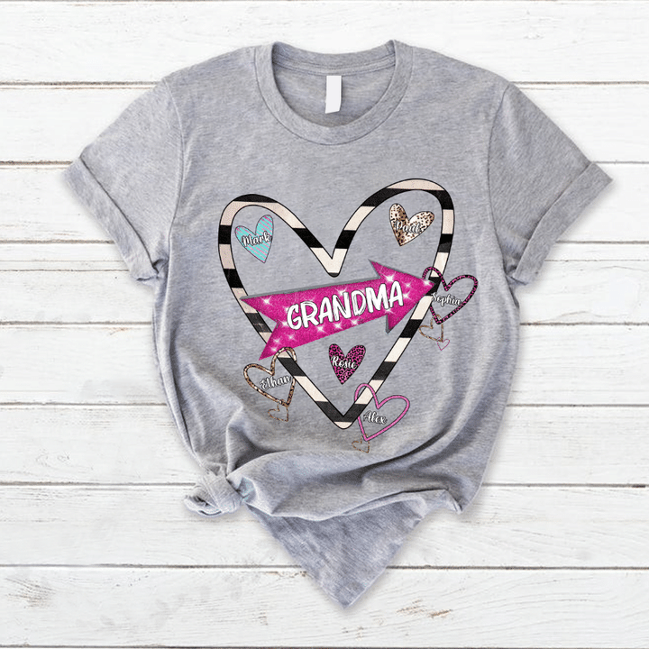 Personalized Grandma and Grandkid's Hearts Valentine T-Shirt